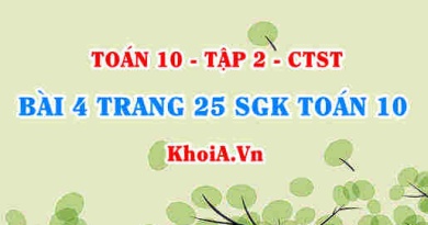 Bài 4 trang 25 SGK Toán 10 tập 2 Chân trời sáng tạo